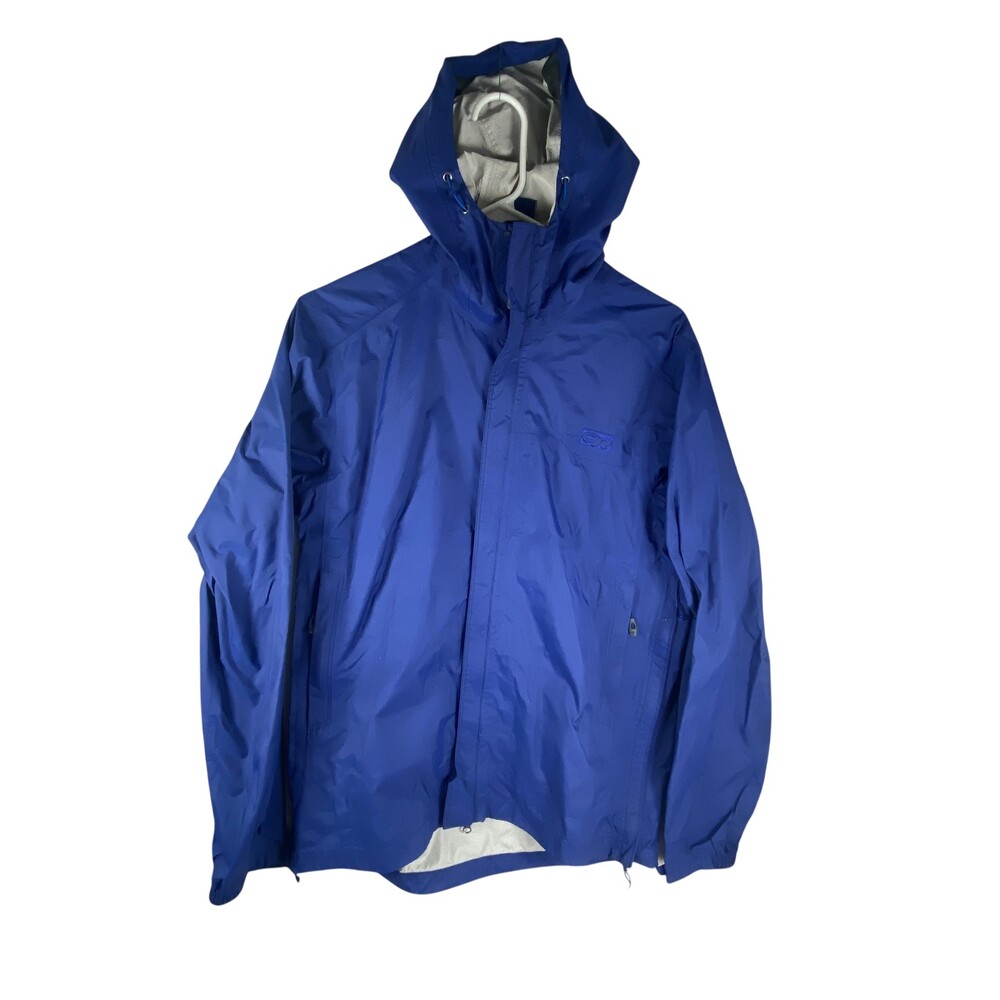 Outdoor Research Horizon Jacket Mens Small Blue Hooded Nylon Windbreaker 242971